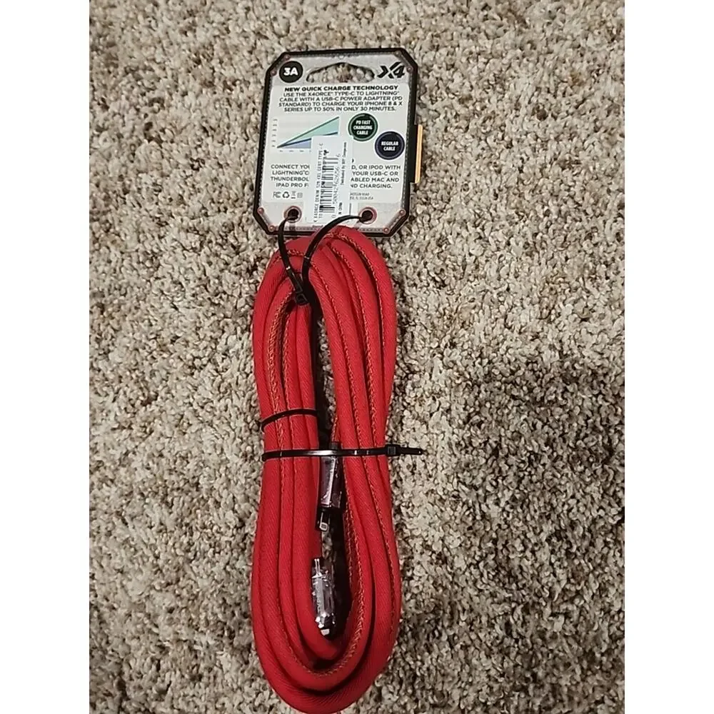 X4orce Red Denim Lightning To Type-C 12 Ft MFI Certified 50% In 30 Mins